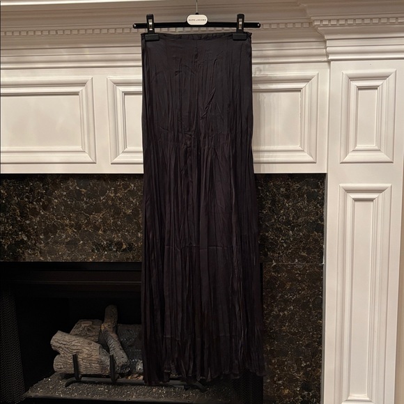 Zara wrinkle satin effect high waist super wide leg black pants sz.XS - Picture 9 of 15